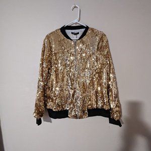 Gold Sequence Bomber Jacket